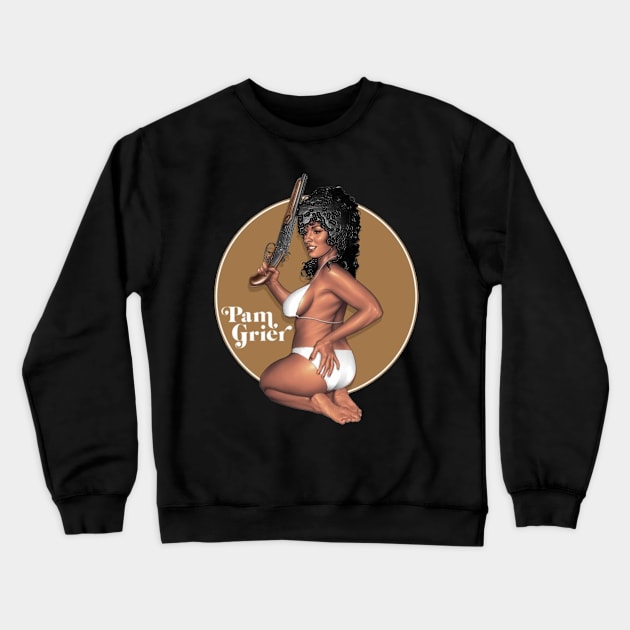 Pam Grier Retro Art Crewneck Sweatshirt by tysa